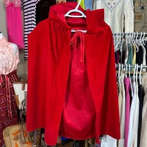 Vintage Red Hooded Cape One Size
